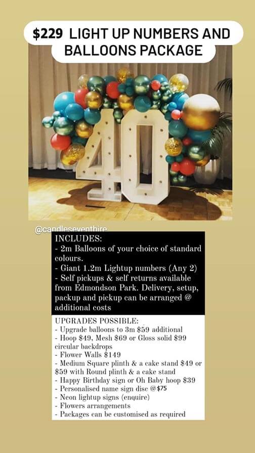 $229 numbers and balloons package 4